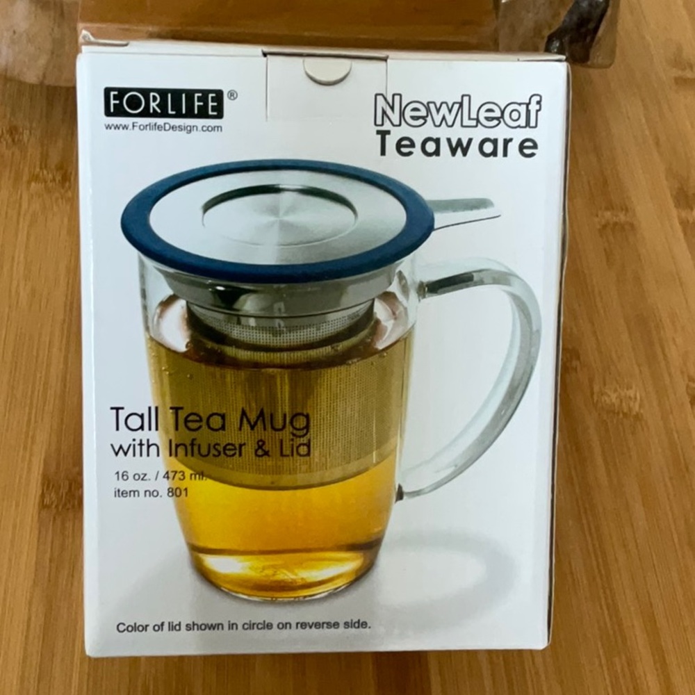 FORLIFE NewLeaf Teaware. Tall tea mug with infuser & lid.  Orange lid. NIB/NWT. - Picture 3 of 5